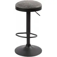 Remi Round Adjustable Barstool Set of 2 - Grey, Leather