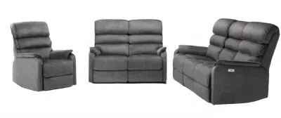Savoy 3-Seater Electric Recliner Sofa Suite - Grey, Fabric