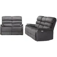 Savoy 3+2 Seater Electric Reclining Sofa Suite - Grey, Fabric