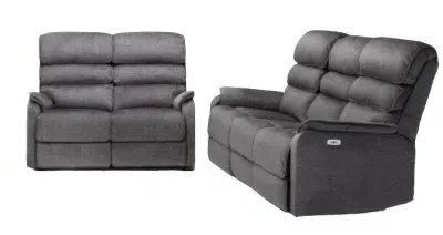 Savoy 3+2 Seater Electric Reclining Sofa Suite - Grey, Fabric