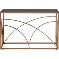 Smoked Glass Console Table - Rose Gold
