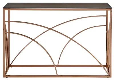 Smoked Glass Console Table - Rose Gold
