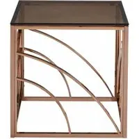 Smoked Glass End Table - Rose Gold