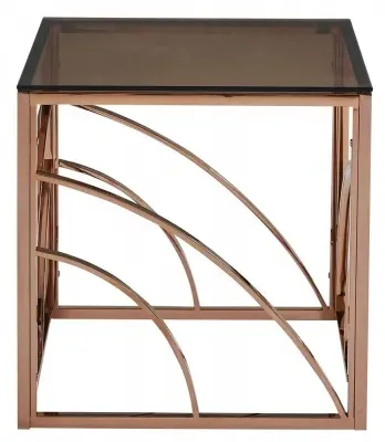 Smoked Glass End Table - Rose Gold image