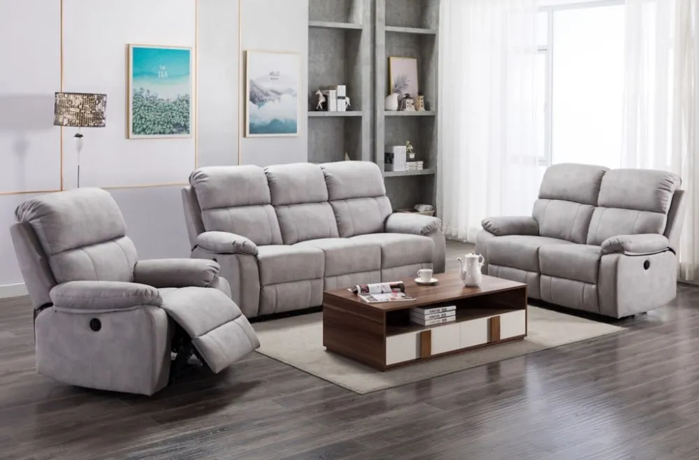 Stretford 3-Seater Electric Recliner Sofa - Light Grey, Fabric