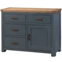 Treviso 1 Door Small Sideboard - Blue, Oak