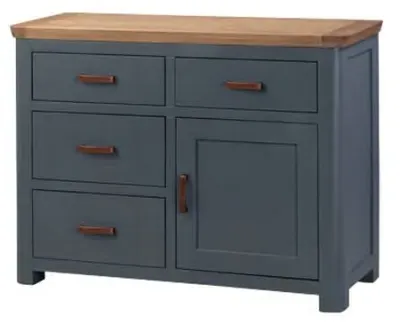 Treviso 1 Door Small Sideboard - Blue, Oak image