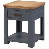 Treviso 1 Drawer End Table - Blue, Oak