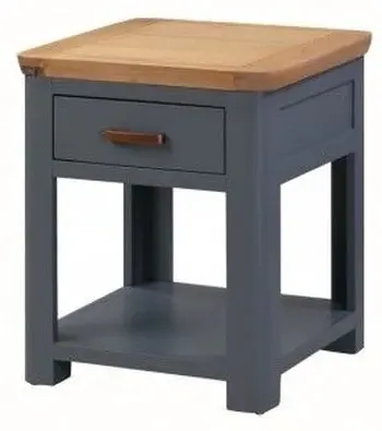 Treviso 1 Drawer End Table - Blue, Oak image