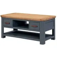 Treviso 2 Drawer Coffee Table - Midnight Blue, Oak