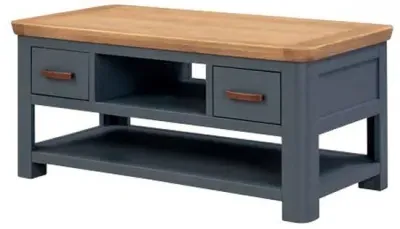 Treviso 2 Drawer Coffee Table - Midnight Blue, Oak image