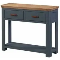 Treviso 2 Drawer Console Table - Midnight Blue, Oak