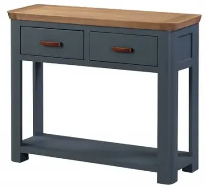 Treviso 2 Drawer Console Table - Midnight Blue, Oak image