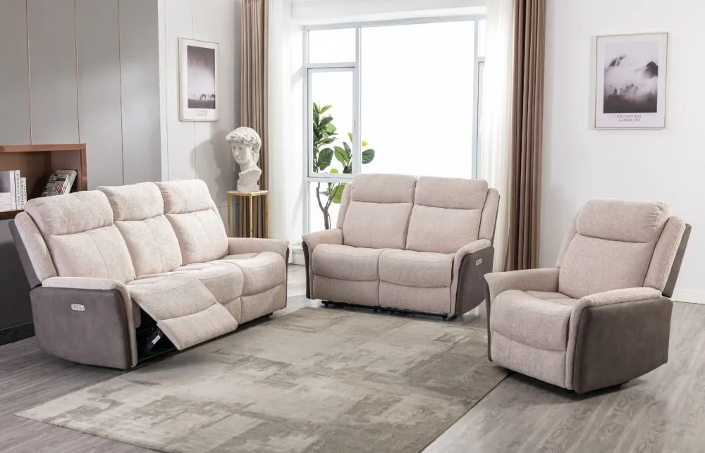 Treyton Fusion 2-Seater Recliner Sofa - Beige, Velvet