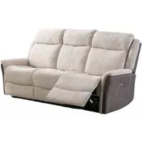 Treyton Fusion 3-Seater Recliner Sofa - Beige, Velvet
