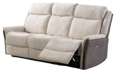 Treyton Fusion 3-Seater Recliner Sofa - Beige, Velvet