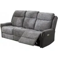 Treyton Fusion 3-Seater Recliner Sofa - Grey, Velvet