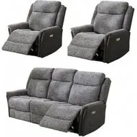 Treyton Fusion 3-Seater Recliner Sofa Suite - Grey, Fabric