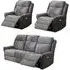 Treyton Fusion 3-Seater Recliner Sofa Suite - Grey, Fabric