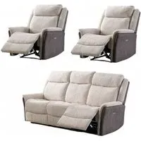 Treyton Fusion 3+1+1 Recliner Sofa Suite - Beige, Velvet