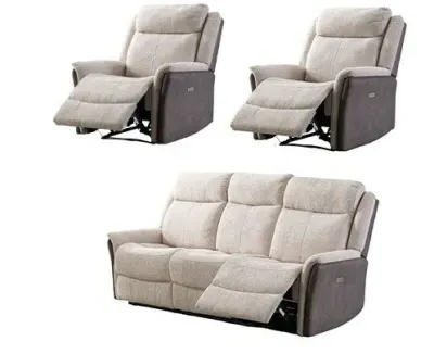 Treyton Fusion 3+1+1 Recliner Sofa Suite - Beige, Velvet