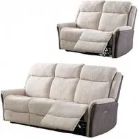 Treyton Fusion 3+2 Recliner Sofa Suite - Beige, Velvet