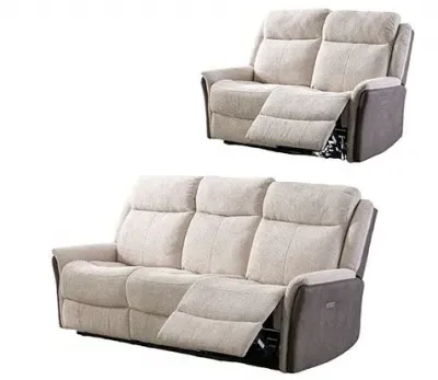 Treyton Fusion 3+2 Recliner Sofa Suite - Beige, Velvet