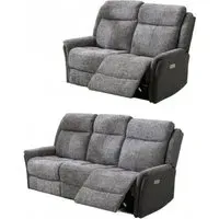 Treyton Fusion 3+2 Recliner Sofa Suite - Grey, Velvet