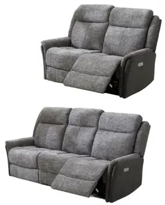 Treyton Fusion 3+2 Recliner Sofa Suite - Grey, Velvet