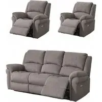 Wentworth 3-Seater Recliner Sofa Suite - Clay, Fabric