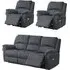 Wentworth 3-Seater Recliner Sofa Suite - Grey, Velvet