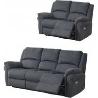 Wentworth 3+2 Recliner Sofa Suite - Grey, Velvet