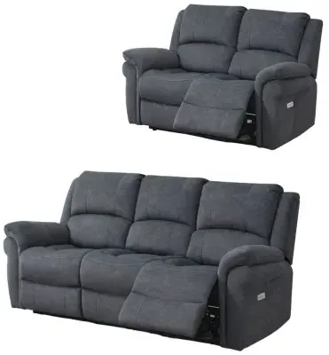 Wentworth 3+2 Recliner Sofa Suite - Grey, Velvet image