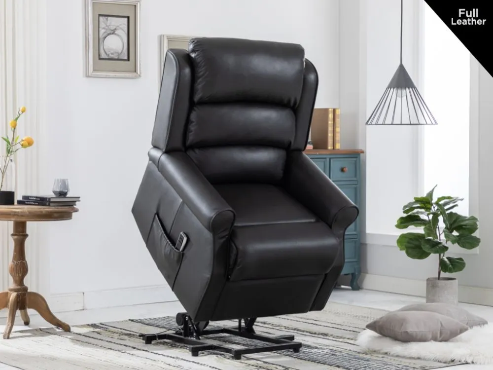 Windsor Dual Motor Recliner Armchair with Lift and Tilt - Black