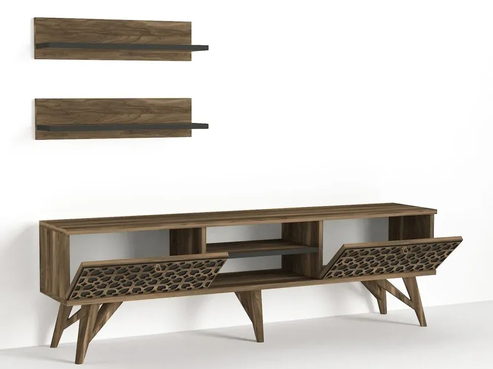 Abie 2 Door TV Unit - Walnut