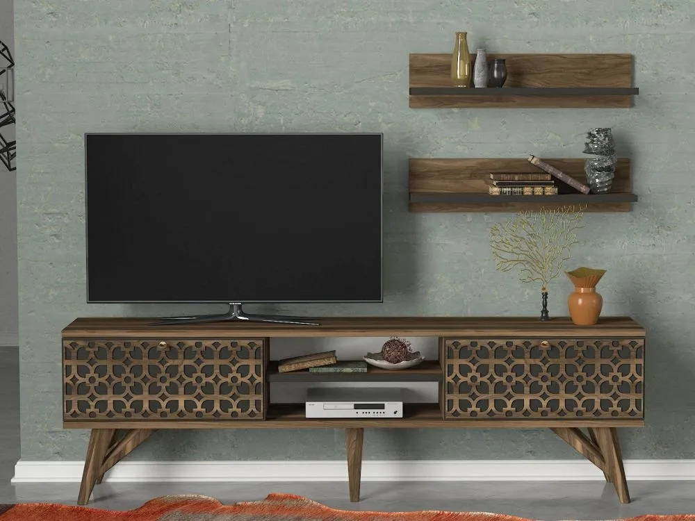 Abie 2 Door TV Unit - Walnut