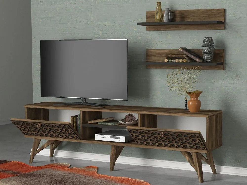 Abie 2 Door TV Unit - Walnut