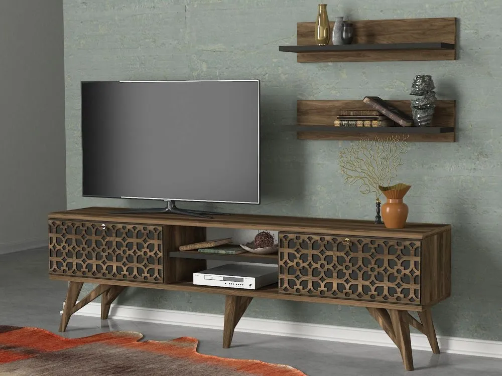 Abie 2 Door TV Unit - Walnut