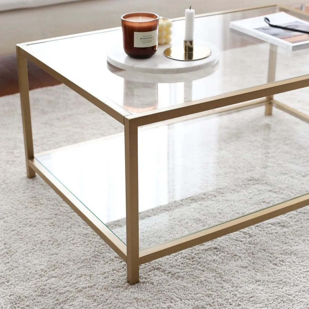 Amberley Coffee Table - Gold, Glass