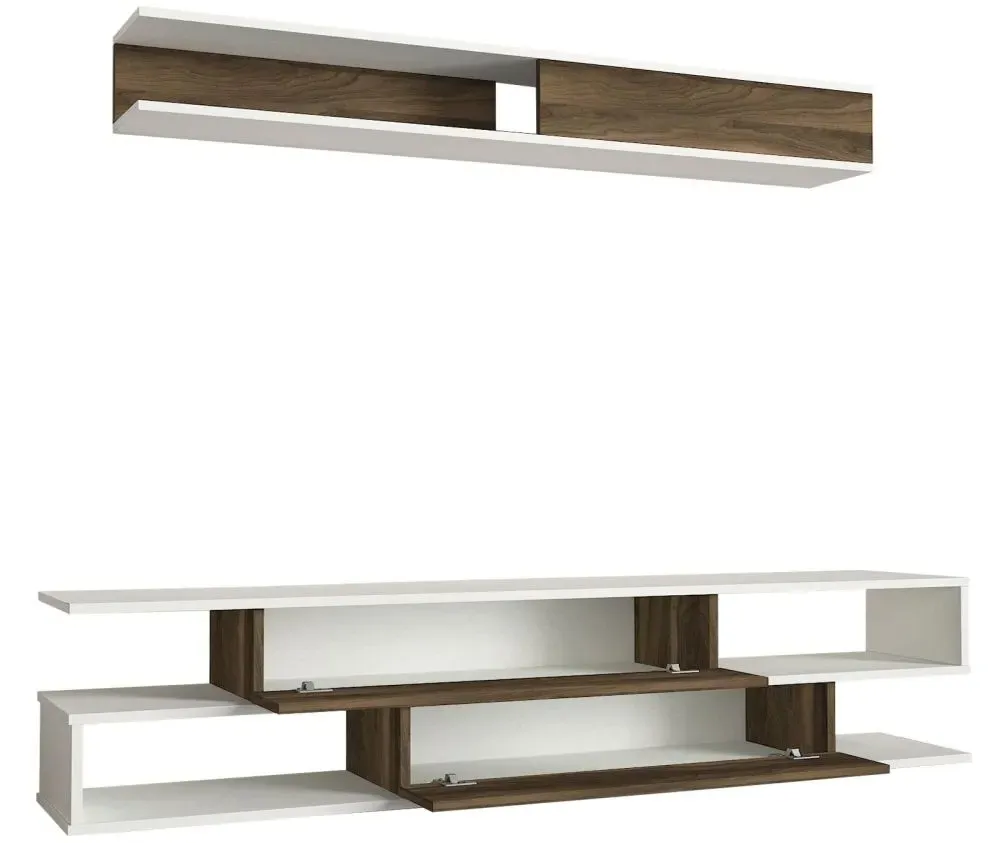 Cavalero 2 Door TV Unit - White, Walnut