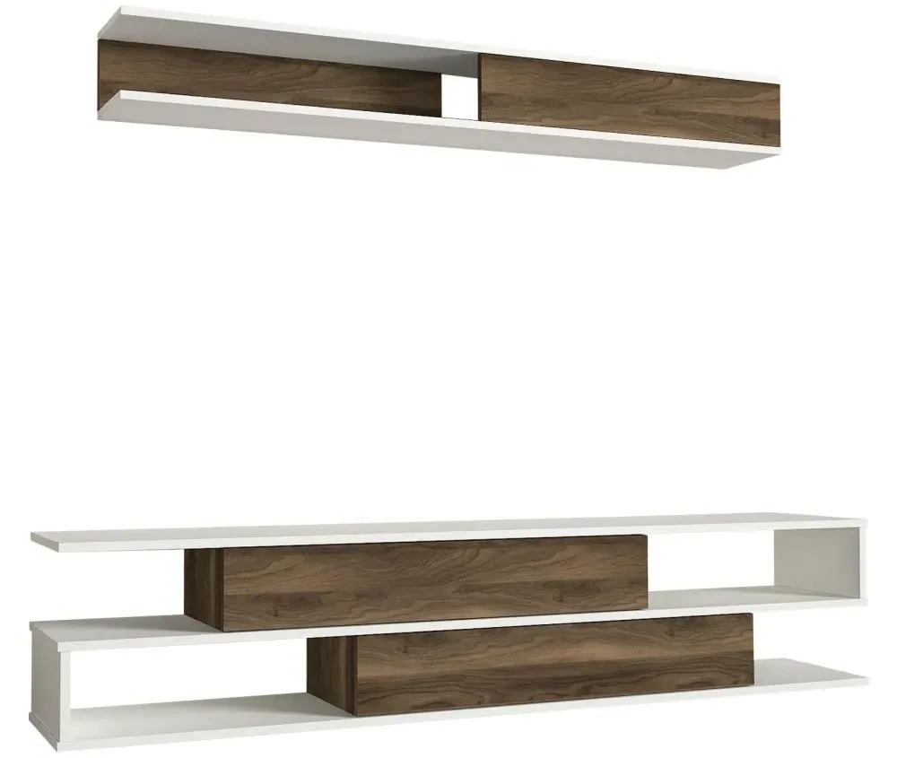 Cavalero 2 Door TV Unit - White, Walnut