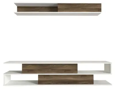 Cavalero 2 Door TV Unit - White, Walnut image