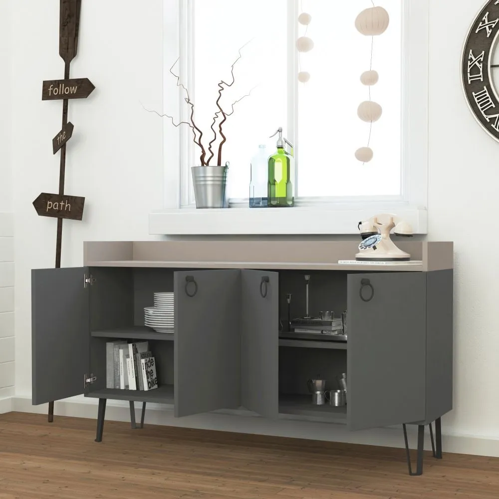 Dexter 4 Door Large Sideboard - Anthracite, Mocha