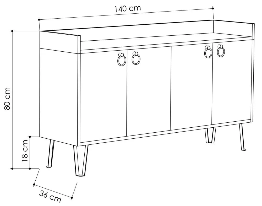 Dexter 4 Door Large Sideboard - Anthracite, Mocha