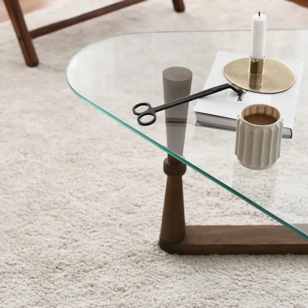 Dunley Coffee Table - Walnut, Glass