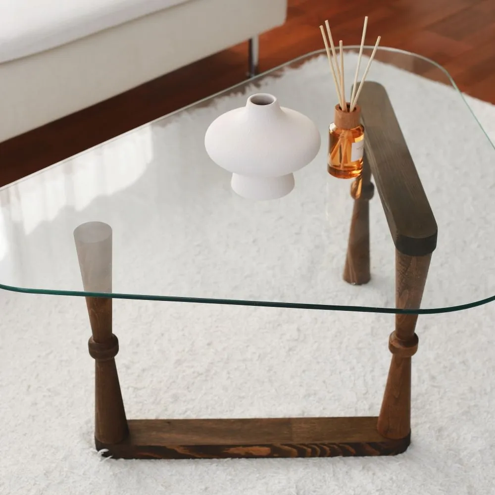 Dunley Coffee Table - Walnut, Glass