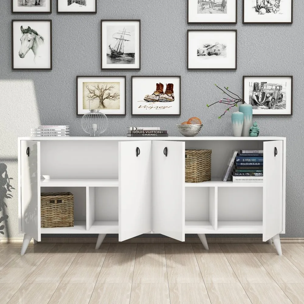 Elias 4 Door Large Sideboard - White