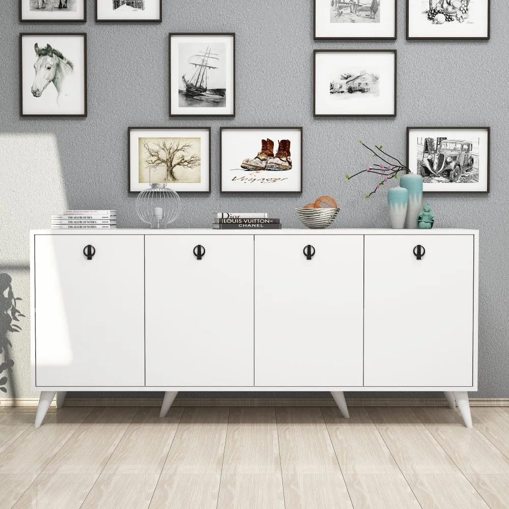 Elias 4 Door Large Sideboard - White