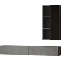 Lemont Wall Mounted TV Unit with Shelf - Silver, Black