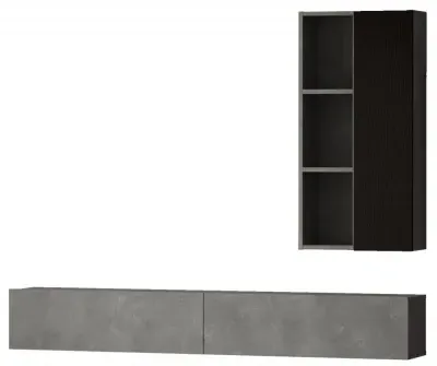 Lemont Wall Mounted TV Unit with Shelf - Silver, Black image